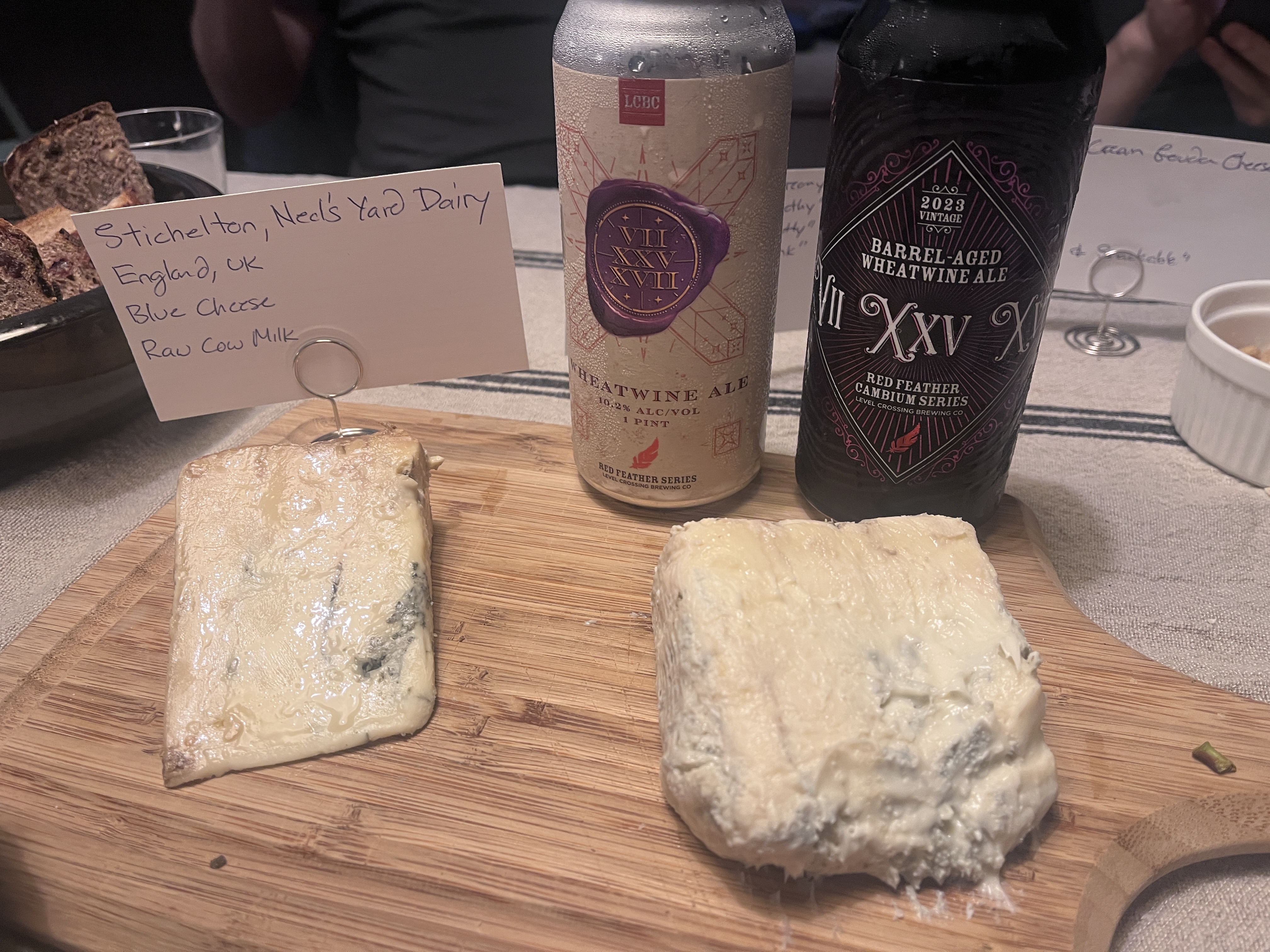 Stichelton and Gorgonzola Dolce cheese board
