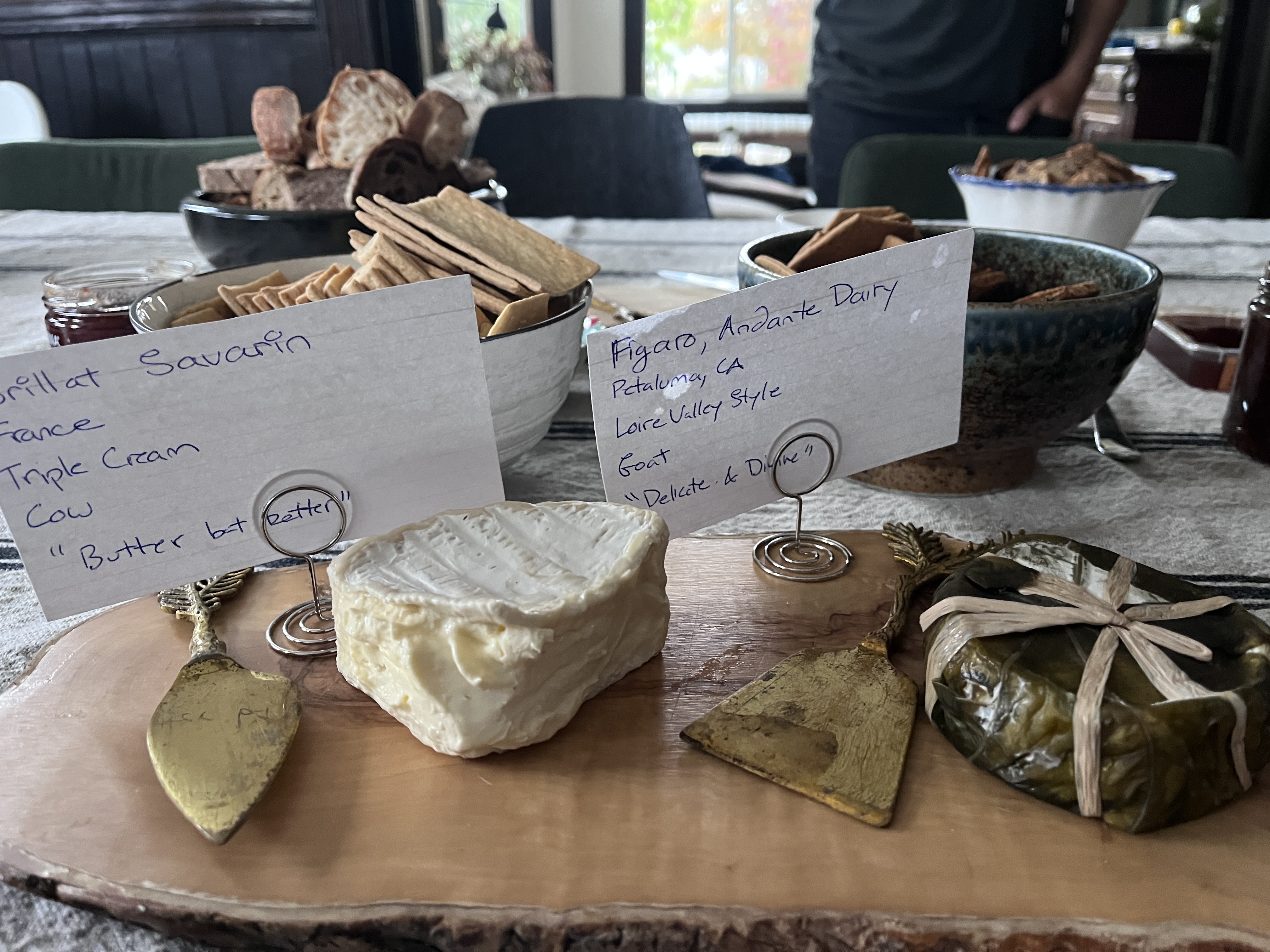 Bright and buttery cheese board with Andante Figaro and Brillat-Savarin